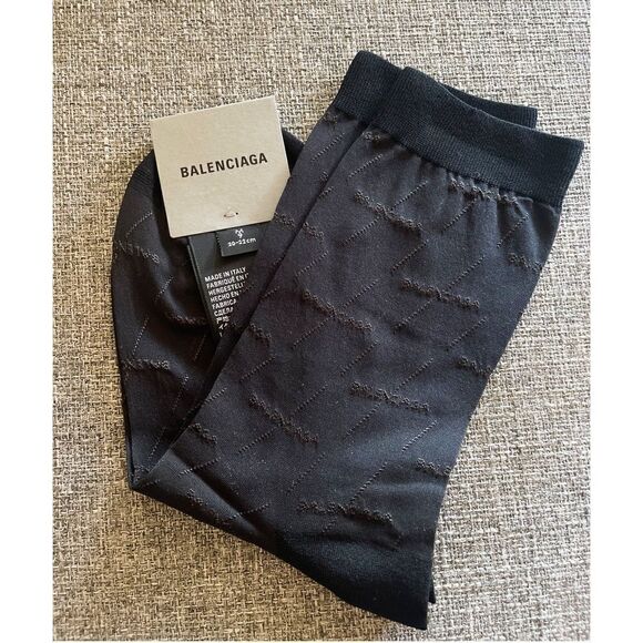 BALENCIAGA Black BB Tight Socks - Picture 6 of 6